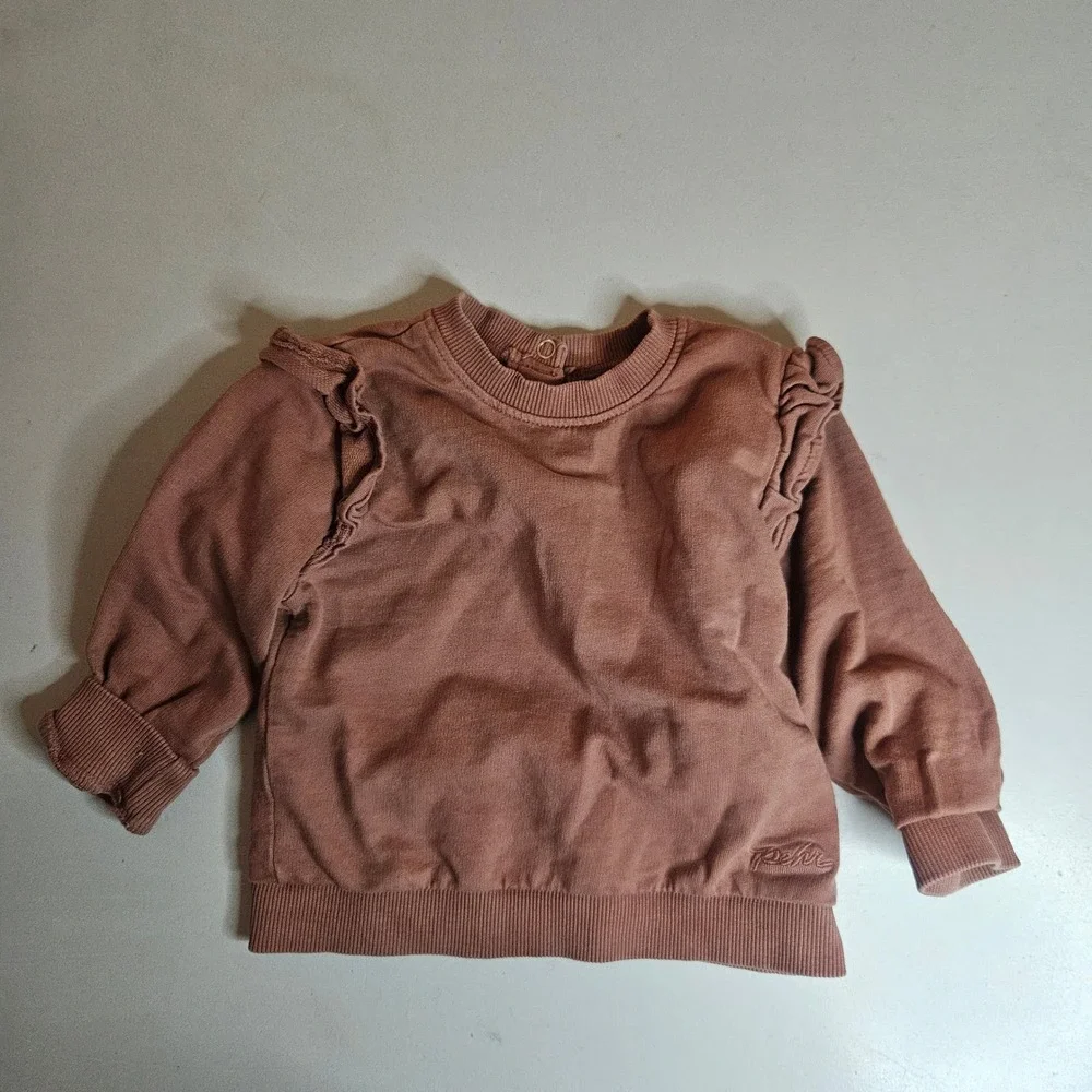 Pehr Organic Cotton Baby Bundle Ruffle Sweatshirt Joggers Muslin Romper 6-12M